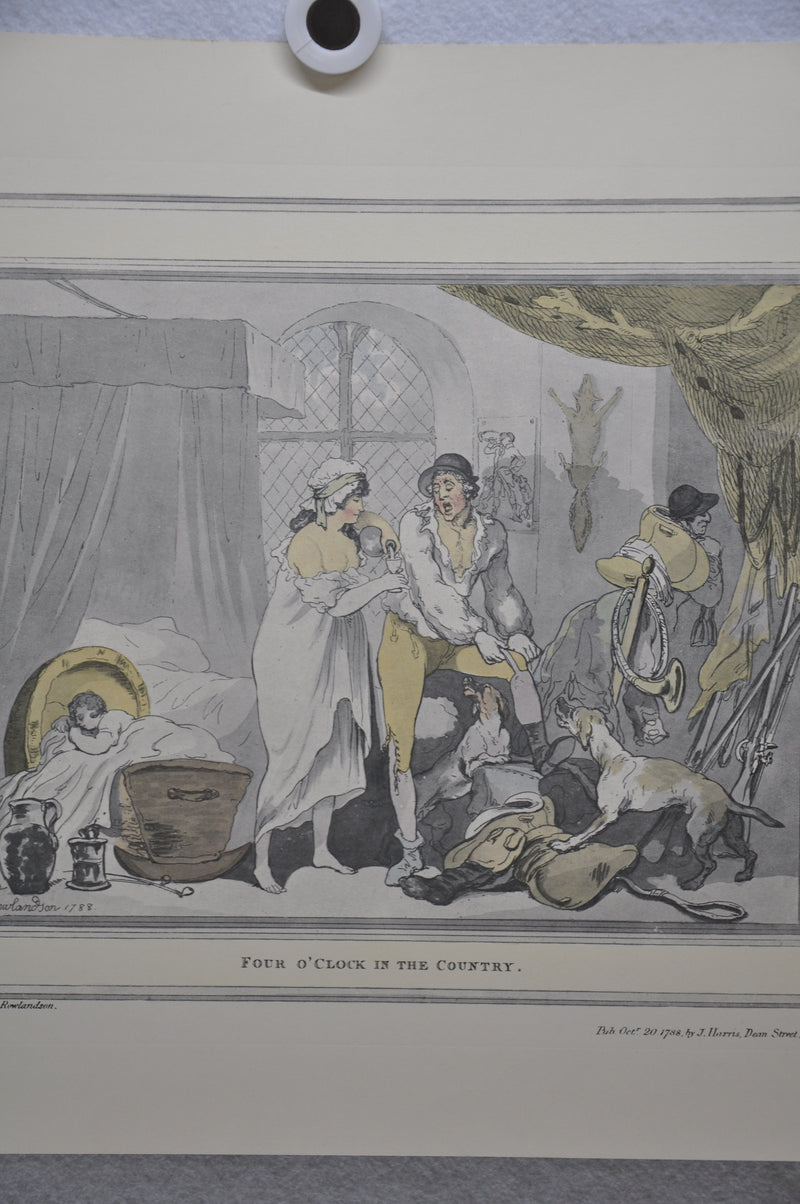 T Rowlandson "Four o'clock in the Country" Lithograph Etching Print 16" x 18.5"   - TvMovieCards.com