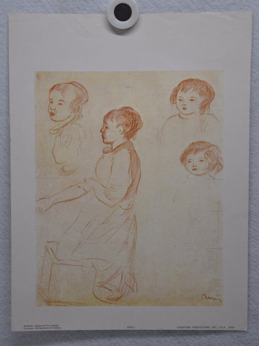 Renoir "Sketch of Four Heads" Heritage Publications Art Print Poster 10 x 13   - TvMovieCards.com