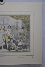 T Rowlandson "Four o'clock in the Country" Lithograph Etching Print 16" x 18.5"   - TvMovieCards.com