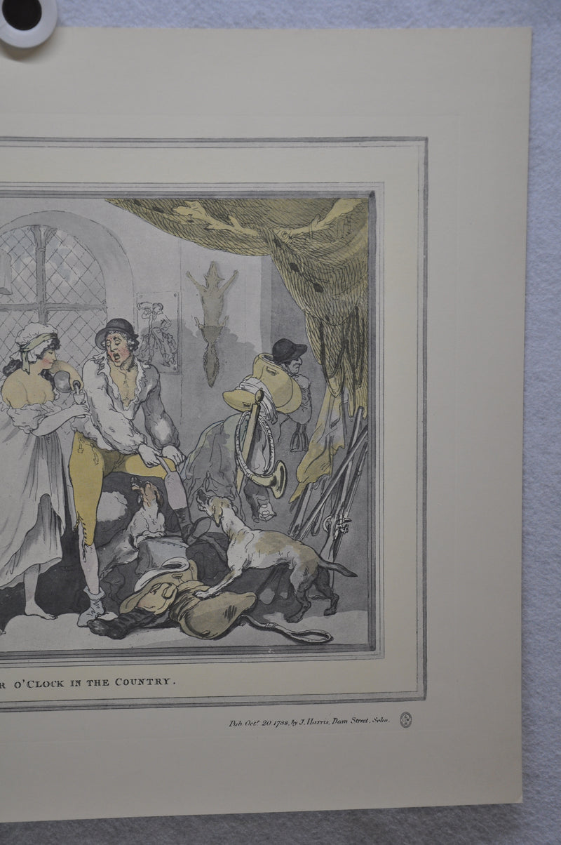 T Rowlandson "Four o'clock in the Country" Lithograph Etching Print 16" x 18.5"   - TvMovieCards.com