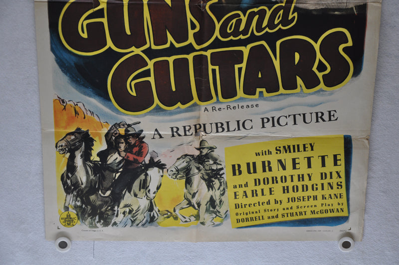 Guns and Guitars Original 1SH Movie Poster 27 x 41 Gene Autry Smiley Burnette   - TvMovieCards.com