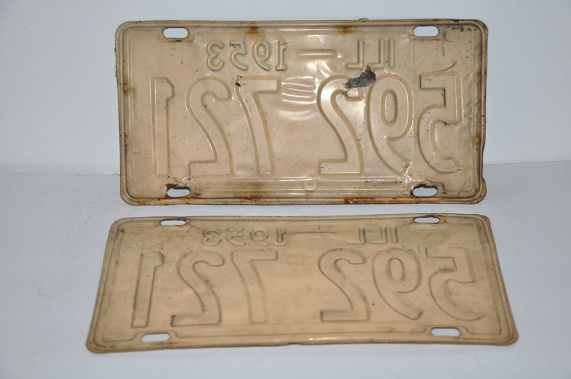 1953 Illinois License Plate Pair #592 721 Passenger Car Original Tag YOM Rat Rod   - TvMovieCards.com