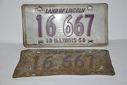 1958 Illinois License Plate Pair #16 667 Passenger Car Original Tag YOM Rat Rod   - TvMovieCards.com