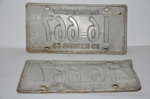 1958 Illinois License Plate Pair #16 667 Passenger Car Original Tag YOM Rat Rod   - TvMovieCards.com
