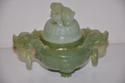 Antique Chinese Green Jade Carved Dragon Ink Well - Dog Mini Vase Perfume   - TvMovieCards.com