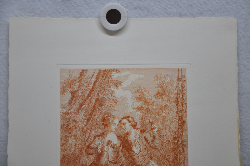 Auguste Pequegnot Etching After Antoine Watteau Plate 131 Lithograph Print   - TvMovieCards.com