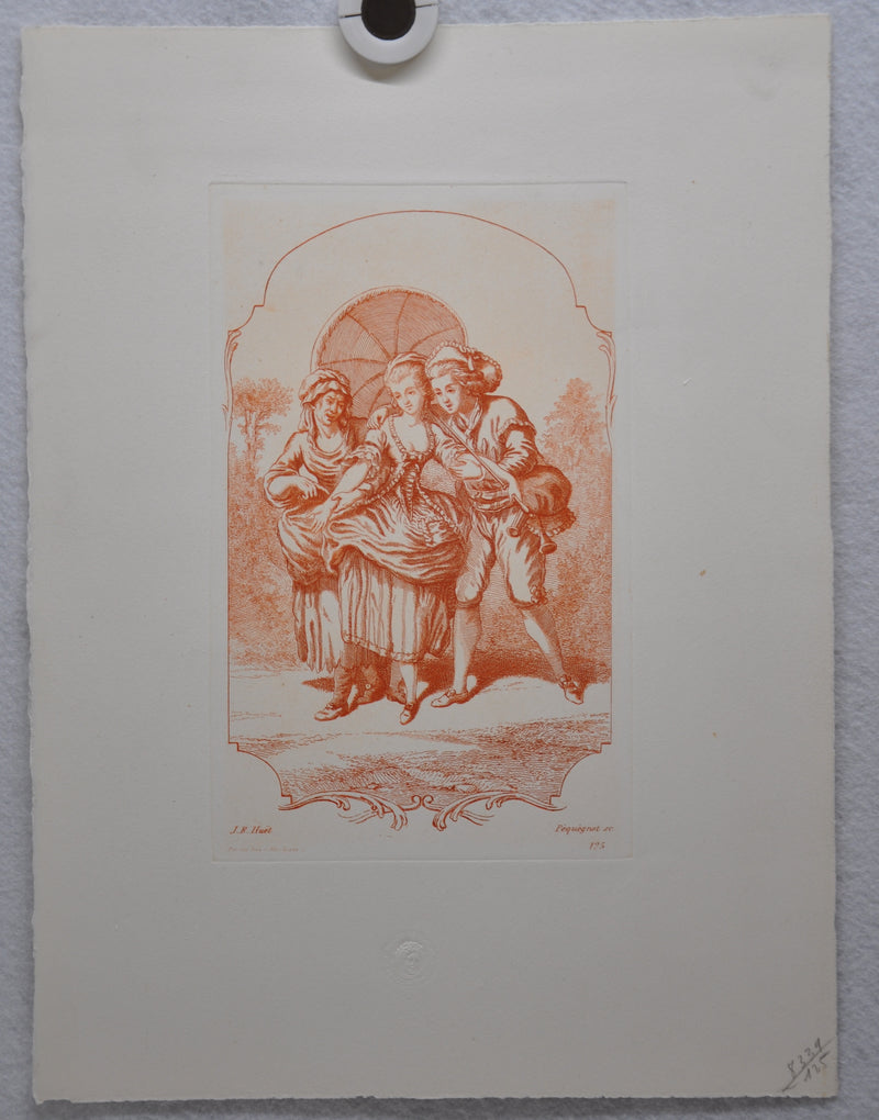 Auguste Pequegnot Etching After J.B Huet Plate 125 Lithograph Print 11 x 15   - TvMovieCards.com