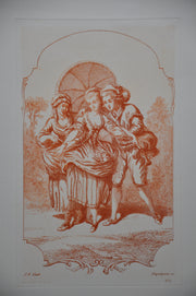 Auguste Pequegnot Etching After J.B Huet Plate 125 Lithograph Print 11 x 15   - TvMovieCards.com