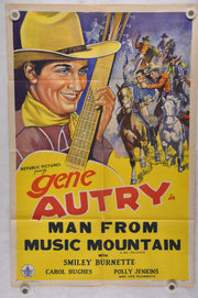 1945 Man from Music Mountain Original 1SH Movie Poster Gene Autry Carol Hughes   - TvMovieCards.com