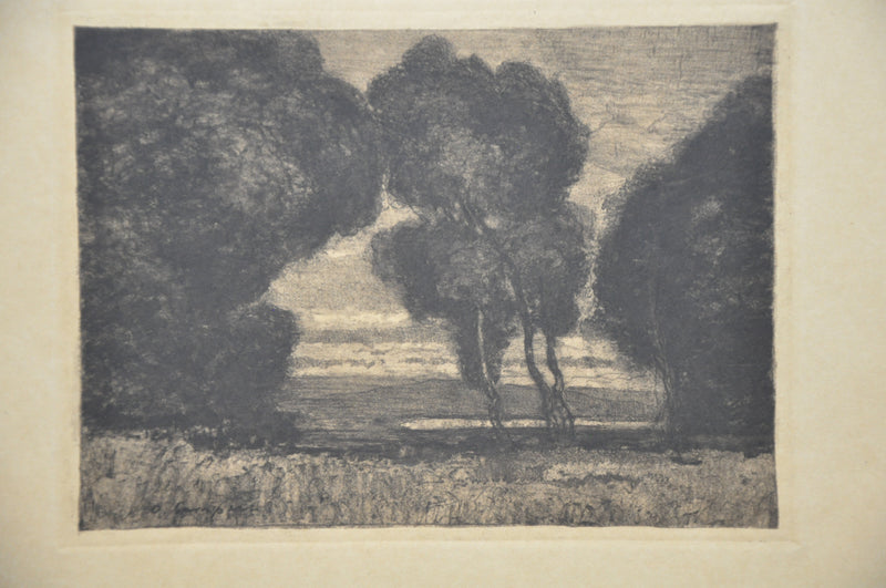 Otto Gampert Unsigned Landscape Etching Lithograph Print 15 x 18   - TvMovieCards.com