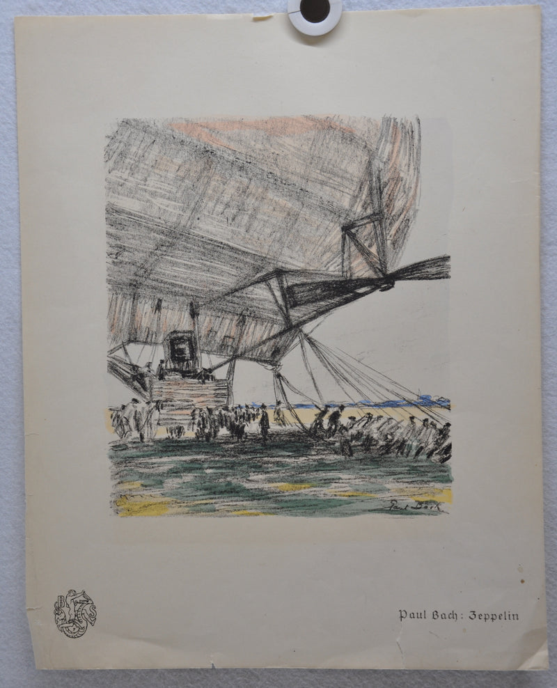 Paul Bach "Zeppelin" Lithograph Art Print 13 x 16   - TvMovieCards.com