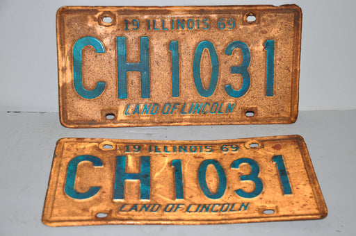 1969 Illinois License Plate Pair #CH 1031 Passenger Car Original Tag YOM Rat Rod   - TvMovieCards.com