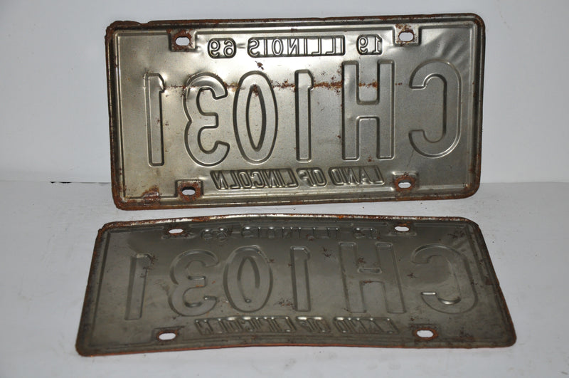 1969 Illinois License Plate Pair #CH 1031 Passenger Car Original Tag YOM Rat Rod   - TvMovieCards.com