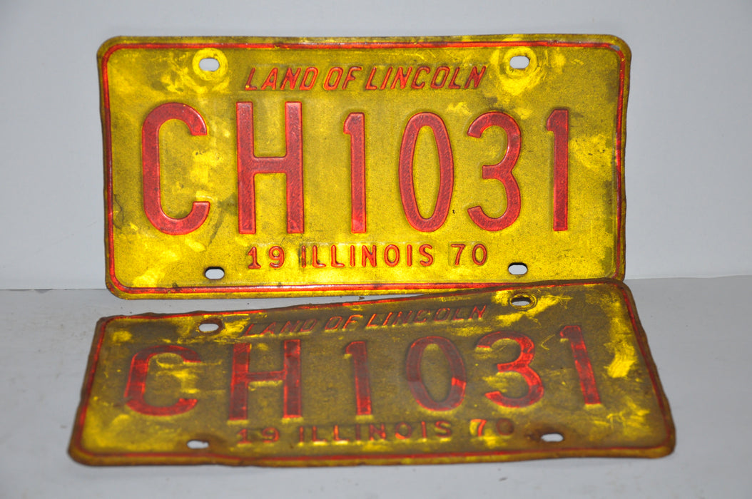 1970 Illinois License Plate Pair #CH 1031 Passenger Car Original Tag YOM Rat Rod   - TvMovieCards.com