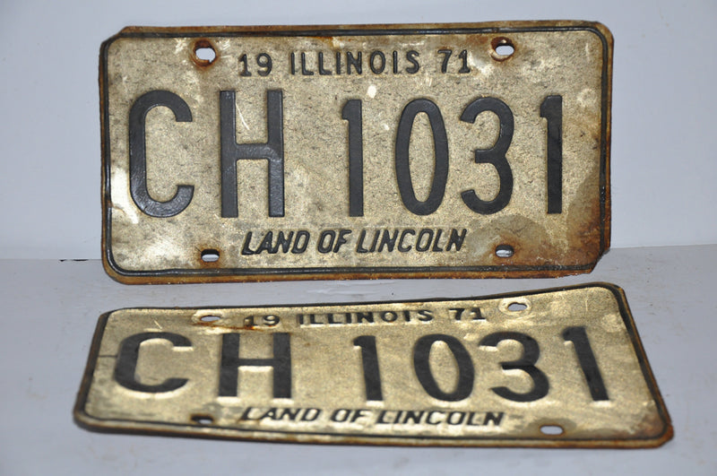 1971 Illinois License Plate Pair #CH 1031 Passenger Car Original Tag YOM Rat Rod   - TvMovieCards.com