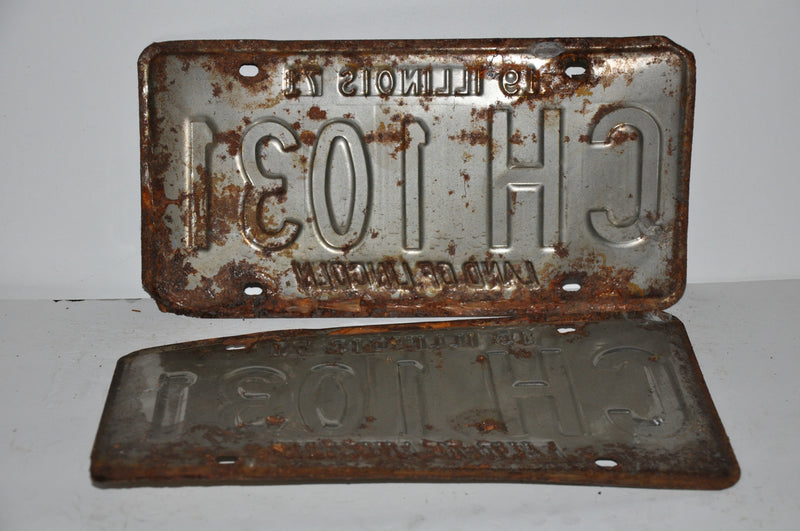 1971 Illinois License Plate Pair #CH 1031 Passenger Car Original Tag YOM Rat Rod   - TvMovieCards.com