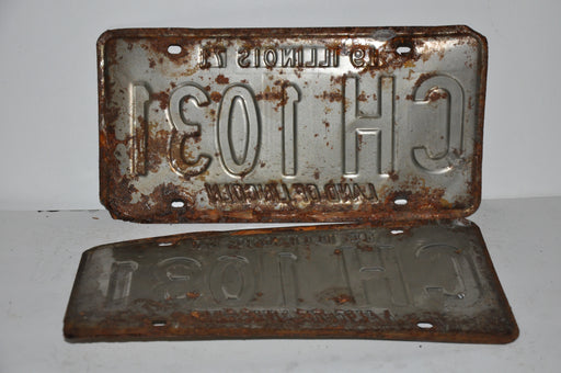 1971 Illinois License Plate Pair #CH 1031 Passenger Car Original Tag YOM Rat Rod   - TvMovieCards.com