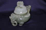 Antique Chinese Green Jade Carved Dragon Ink Well - Dog Mini Vase Perfume   - TvMovieCards.com
