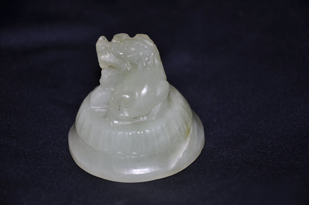 Antique Chinese Green Jade Carved Dragon Ink Well - Dog Mini Vase Perfume   - TvMovieCards.com