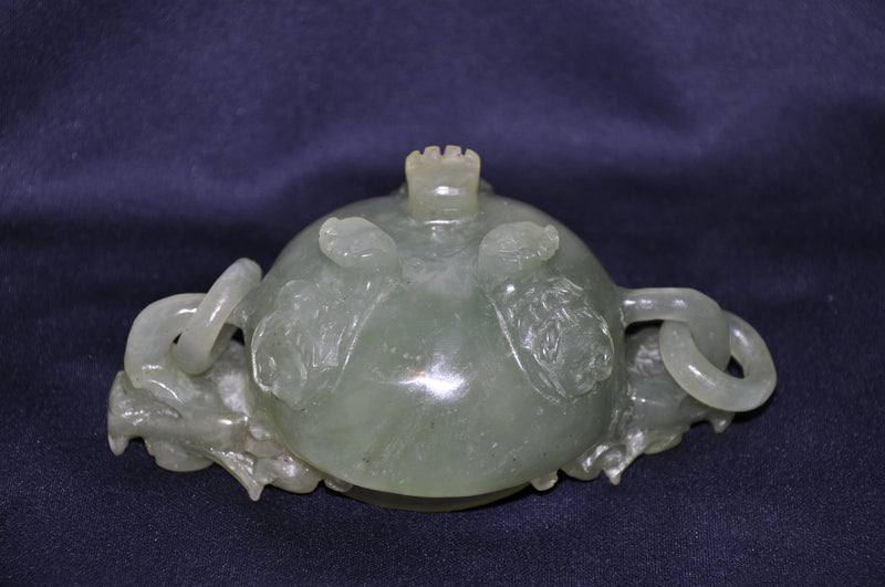 Antique Chinese Green Jade Carved Dragon Ink Well - Dog Mini Vase Perfume   - TvMovieCards.com