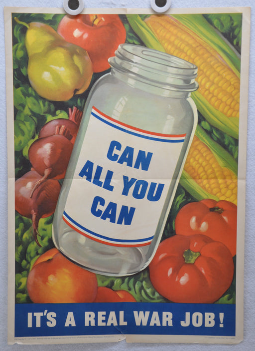 Original Vintage WWII Poster "Can All You Can" 1943 USA Homefront (16" X 22")   - TvMovieCards.com