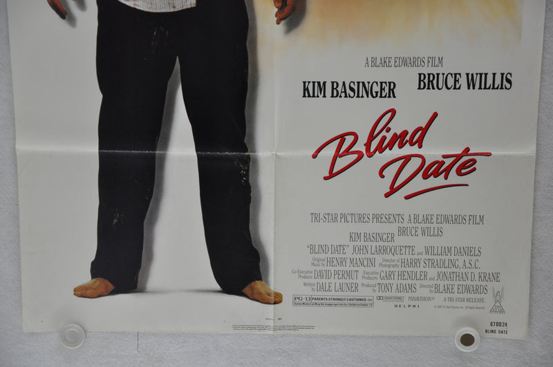 1987 Blind Date Original 1SH Movie Poster 27 x 41 Kim Basinger Bruce Willis   - TvMovieCards.com