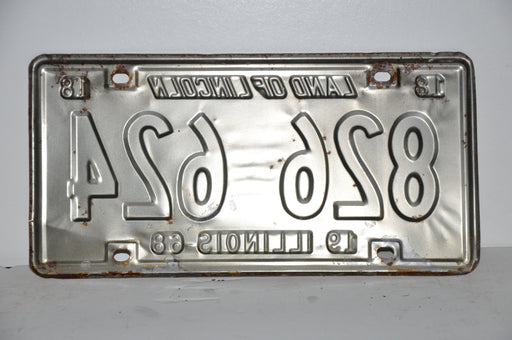 1968 Illinois License Plate #826 624 Passenger Car Original Tag YOM Rat Rod   - TvMovieCards.com