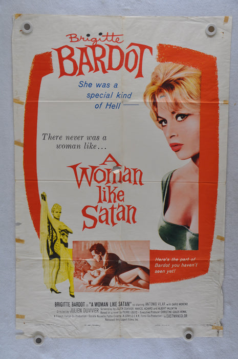 1959 A Woman Like Satan Original 1SH Movie Poster Brigitte Bardot Antonio Vilar   - TvMovieCards.com