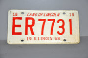 1968 Illinois License Plate #ER7731 Passenger Car Original Tag YOM Rat Rod   - TvMovieCards.com