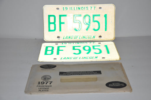 1977 Illinois License Plate Pair #BF 5951 Passenger Car Original Tag YOM Rat Rod   - TvMovieCards.com