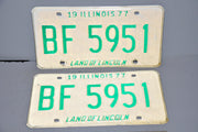 1977 Illinois License Plate Pair #BF 5951 Passenger Car Original Tag YOM Rat Rod   - TvMovieCards.com