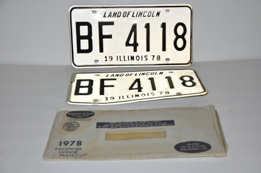 1978 Illinois License Plate Pair #BF 4118 Passenger Car Original Tag YOM Rat Rod   - TvMovieCards.com