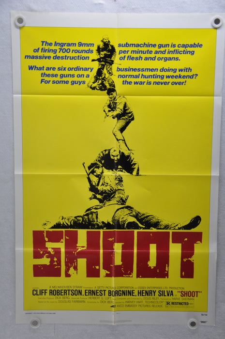 1976 Shoot Original 1SH Movie Poster 27 x 41 Cliff Robertson, Ernest Borgnine   - TvMovieCards.com