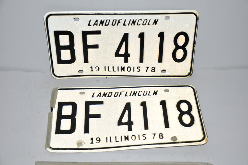 1978 Illinois License Plate Pair #BF 4118 Passenger Car Original Tag YOM Rat Rod   - TvMovieCards.com