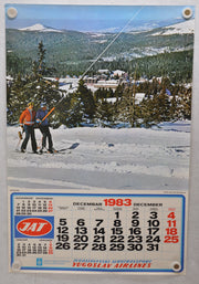 Yugoslavia Airlines Olympics Travel Poster JAT December 1983 Calendar 26" x 38"   - TvMovieCards.com