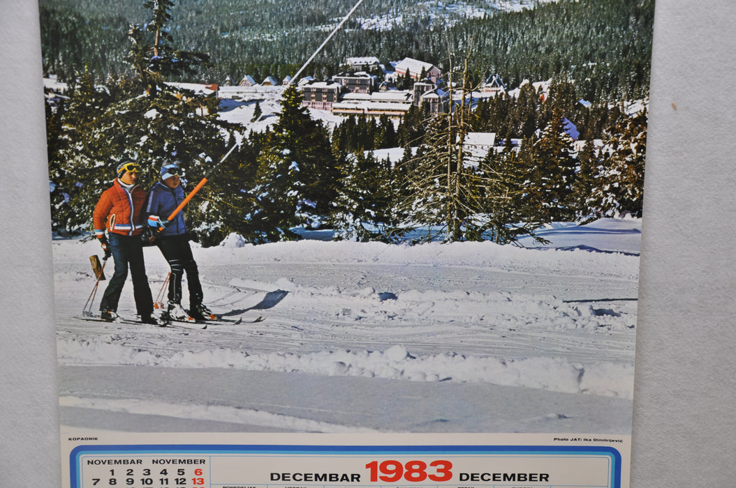 Yugoslavia Airlines Olympics Travel Poster JAT December 1983 Calendar 26" x 38"   - TvMovieCards.com