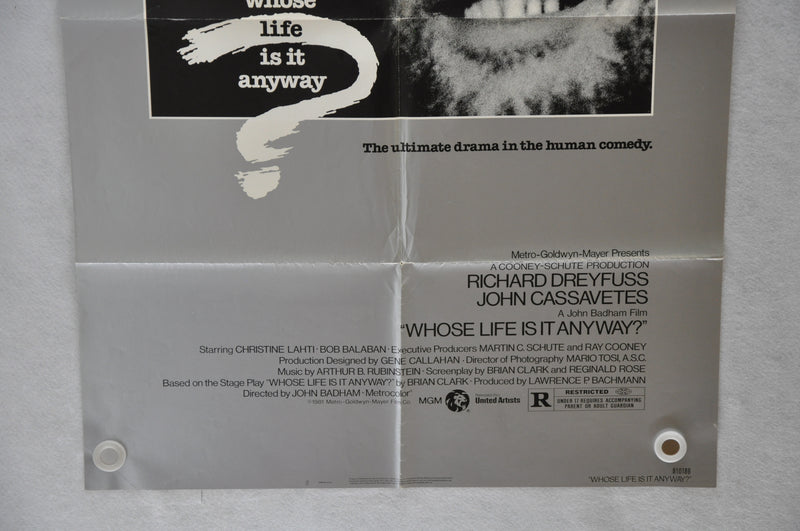 1981 Whose Life Is It Anyway? Original 1SH Movie Poster 27 x 41 Richard Dreyfuss   - TvMovieCards.com