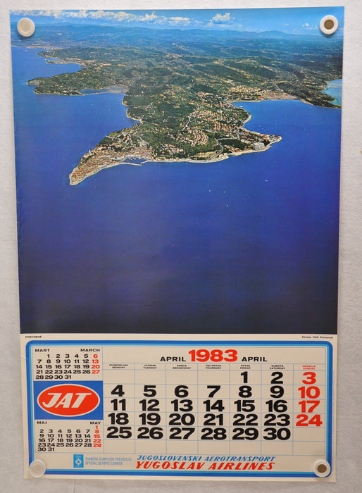 Yugoslavia Airlines Olympics Travel Poster JAT April 1983 Calendar 26" x 38"   - TvMovieCards.com