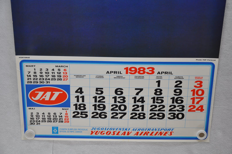 Yugoslavia Airlines Olympics Travel Poster JAT April 1983 Calendar 26" x 38"   - TvMovieCards.com