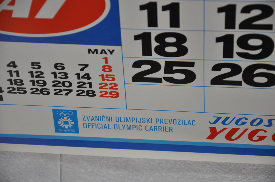 Yugoslavia Airlines Olympics Travel Poster JAT April 1983 Calendar 26" x 38"   - TvMovieCards.com