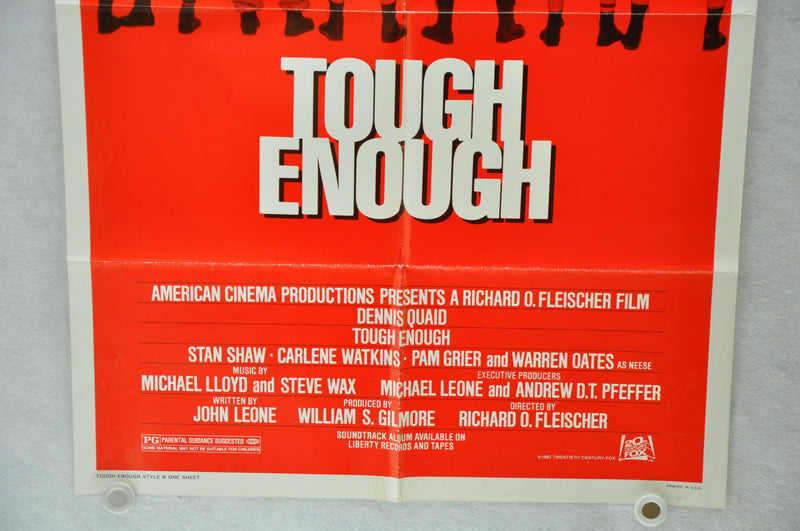 1983 Tough Enough Original 1SH Movie Poster 27 x 41 Dennis Quaid Carlene Watkins   - TvMovieCards.com