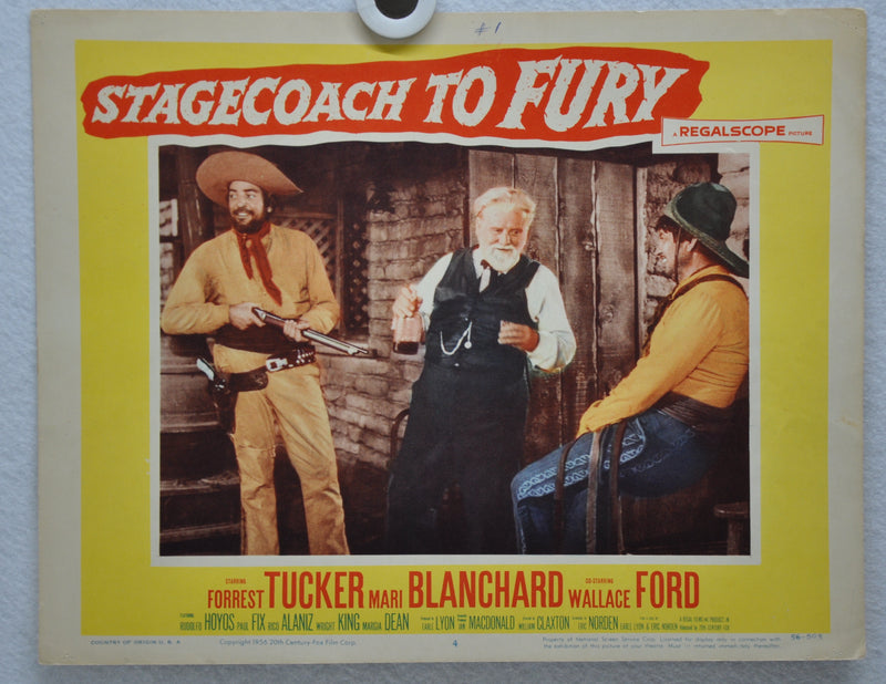 Stagecoach to Fury Lobby Card #4 Movie Poster Forrest Tucker, Mari Blanchard   - TvMovieCards.com