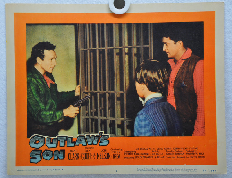 Outlaw's Son Lobby Card #5 Movie Poster Dane Clark, Ben Cooper, Lori Nelson   - TvMovieCards.com