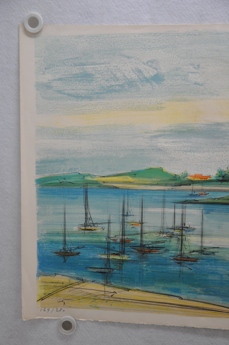 Reiter "Harbor Sailboat Scene" Signed Lithograph Print 21 x 30   - TvMovieCards.com