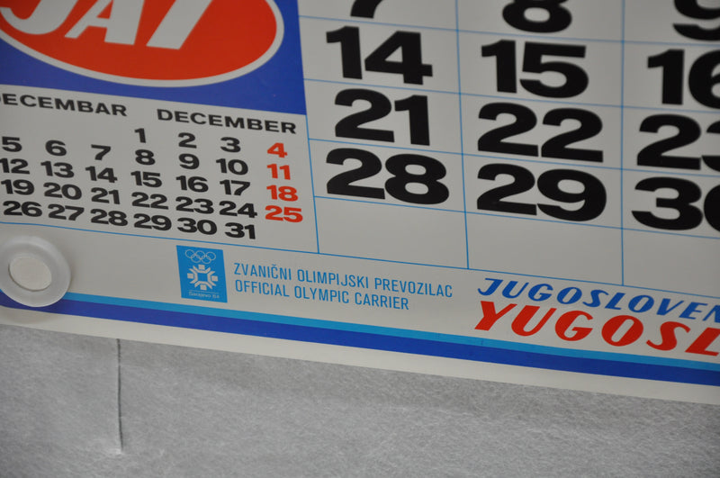 Yugoslavia Airlines Olympics Travel Poster JAT November 1983 Calendar 26" x 38"   - TvMovieCards.com