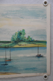 Reiter "Harbor Sailboat Scene" Signed Lithograph Print 21 x 30   - TvMovieCards.com