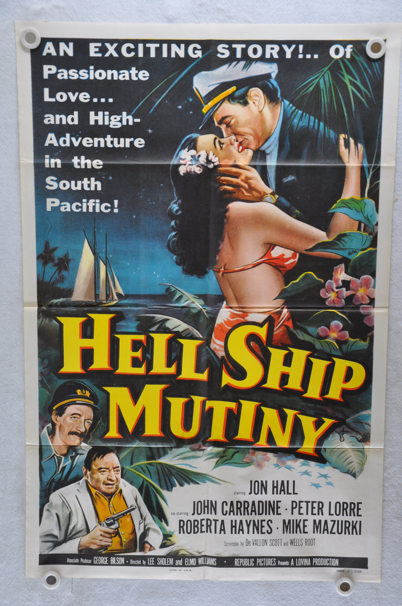 1957 Hell Ship Mutiny Original 1SH Movie Poster Jon Hall, John Carradine, Peter   - TvMovieCards.com