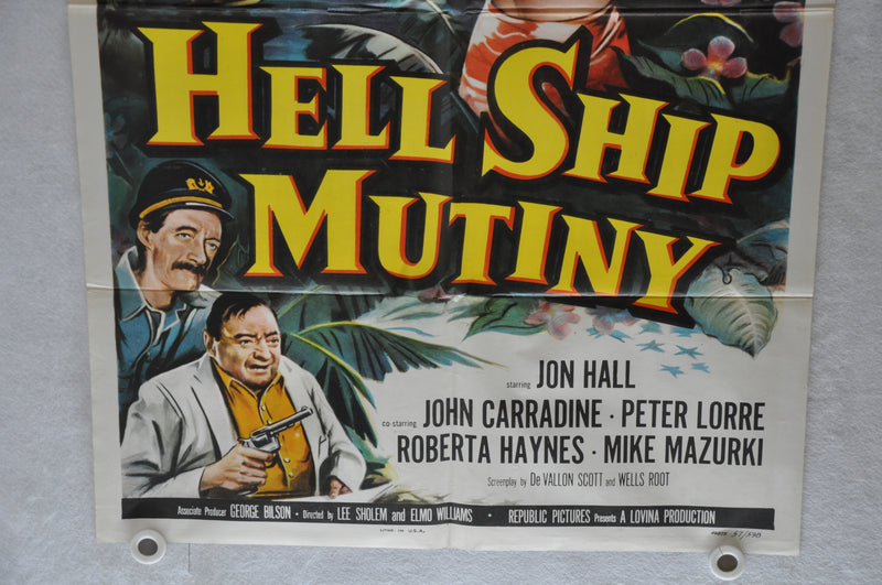 1957 Hell Ship Mutiny Original 1SH Movie Poster Jon Hall, John Carradine, Peter   - TvMovieCards.com