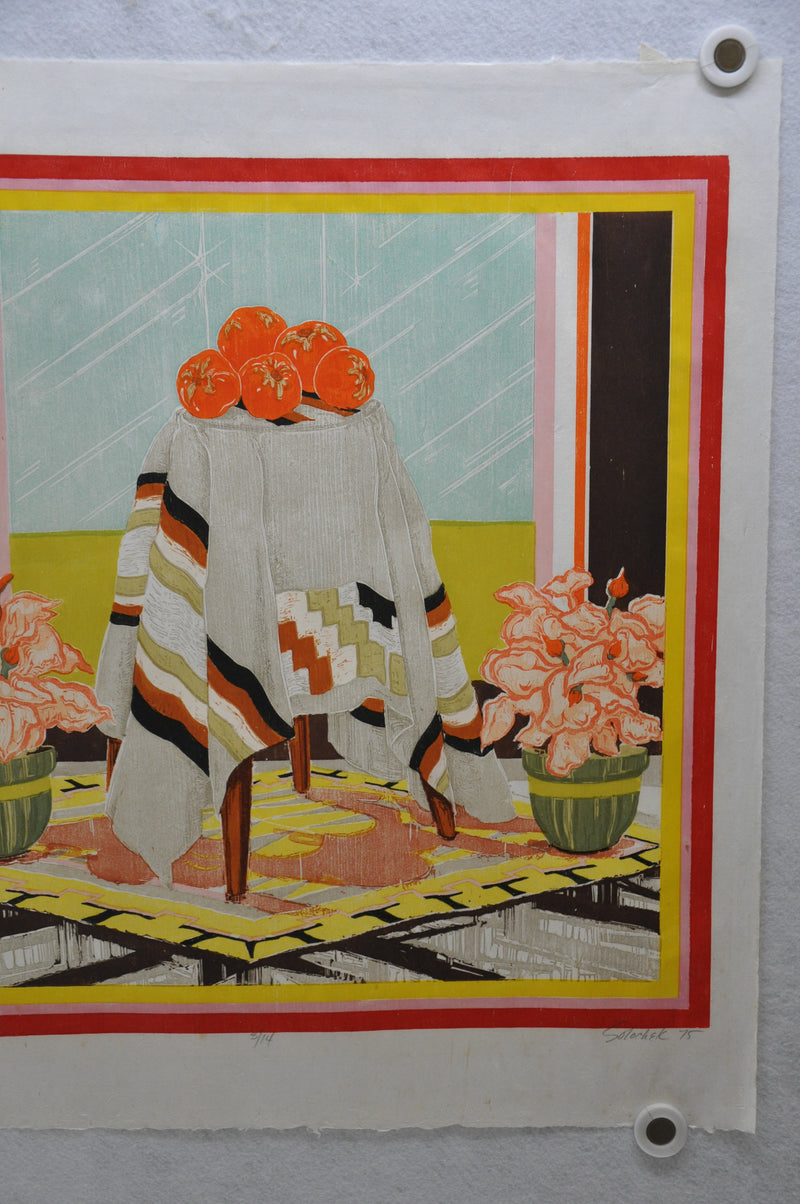 Sylvia Solochek Walters 1975 Woodcut Print "5 Tomatoes" 3/14 24 x 27   - TvMovieCards.com