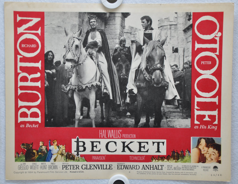Becket 1964 Lobby Card #8 Movie Poster  Richard Burton, Peter O'Toole   - TvMovieCards.com
